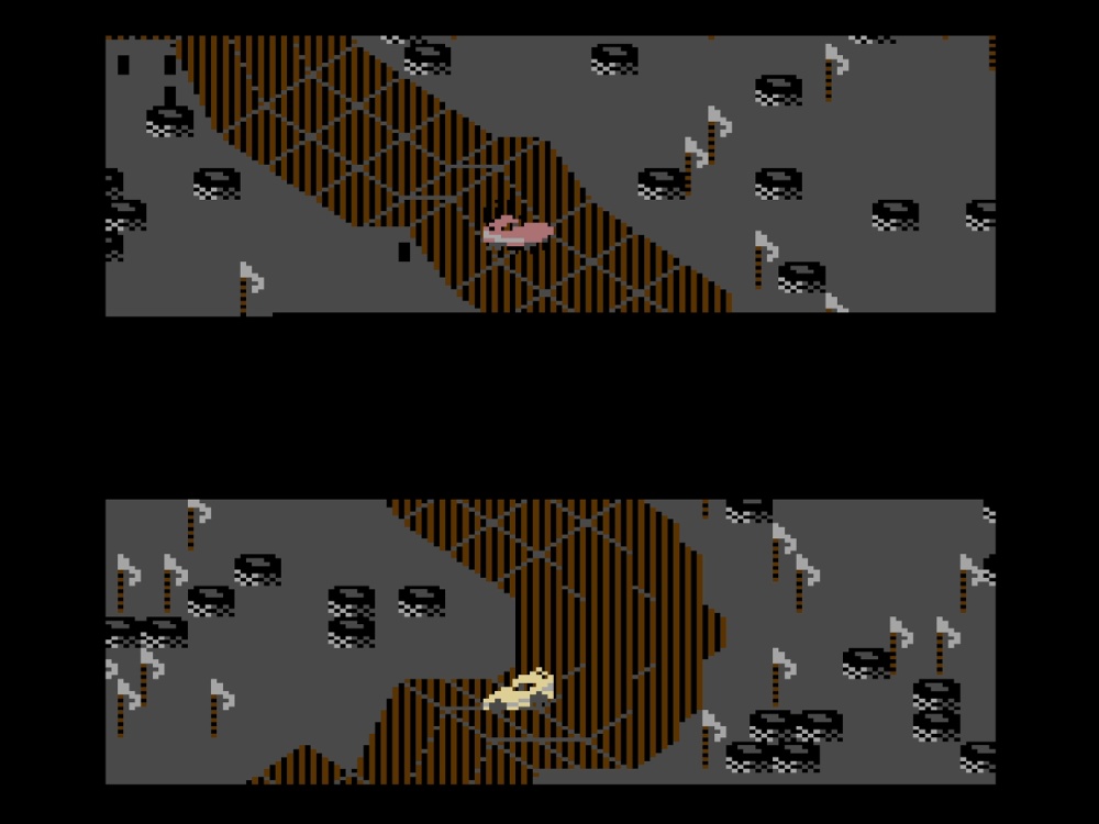 Gameplay of Racing Destruction Set for Commodore 64